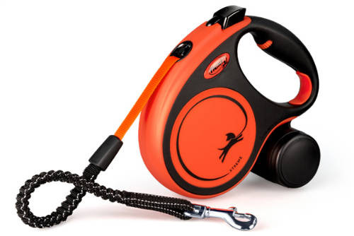 Flexi Xtreme "S" (black/orange) - szalagos automata póráz (5m) max:20kg