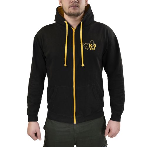 K9® UNIT Jet Black/Gold cipzáras pulóver kapucnival M