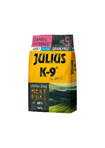 JULIUS K-9 Utility Dog Hypoallergenic Lamb&Herbals (bárány&gyógynövény) 10kg - Gabonamentes száraztáp, felnőtt kutyák részére
