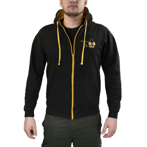 K9® UNIT Jet Black/Gold cipzáras pulóver kapucnival 2XL